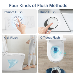 EPLO Smart Toilet Bidet, Tankless Elongated Toilet with Auto Lid & Foot Kick Flush G18II