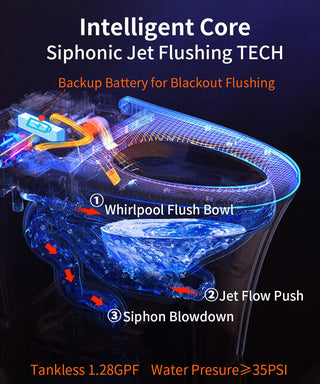 EPLO Smart Toilet, One-Piece Elongated Bidet, Heated Seat, Auto & Kick Flush, Warm Wash DP7SE