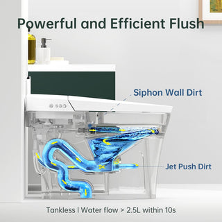 EPLO Smart Toilet,Luxury One Piece Toilet with Heated Bidet Seat,Auto Flush & LED Light E16