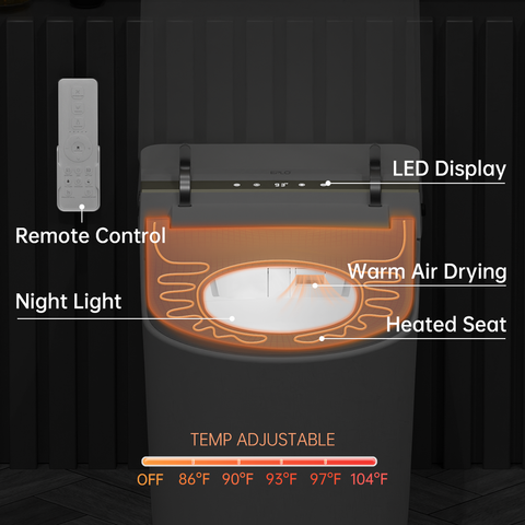 EPLO Smart Toilet Bidet, One-Piece Tankless, Heated Seat, Auto Flush & LED Display G20