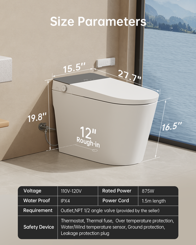 EPLO G20MAX Smart Toilet with Foam Shield & Moving Dryer,1000g MaP Powerful Bidet Toilet