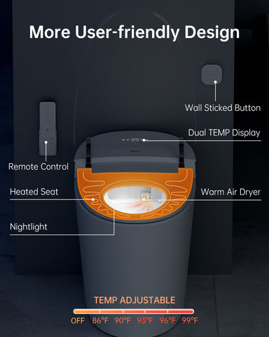 EPLO Smart Toilet Bidet, One-Piece Elongated with Built-In Tank, Heated Seat & Auto Flush E18MAX
