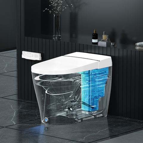 EPLO Smart Toilet Bidet, Tankless Elongated Toilet with Auto Lid & Foot Kick Flush G18II