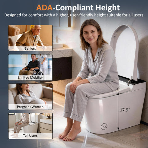 EPLO Pro M3 Smart Bidet Toilet with Self-Cleaning Nozzle, UVC & ADA Comfort Height