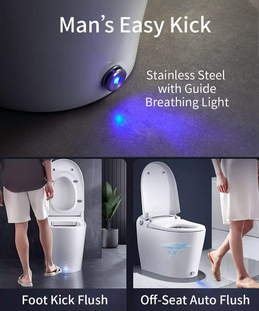 EPLO Smart Toilet, One-Piece Elongated Bidet, Heated Seat, Auto & Kick Flush, Warm Wash DP7SE