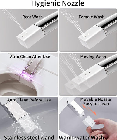 EPLO Smart Toilet, One-Piece Elongated Bidet, Heated Seat, Auto & Kick Flush, Warm Wash DP7SE