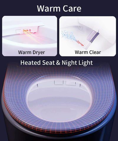 EPLO Smart Toilet, One-Piece Elongated Bidet, Heated Seat, Auto & Kick Flush, Warm Wash DP7SE