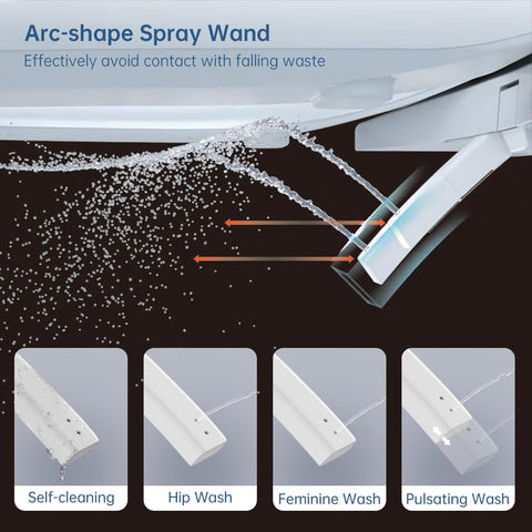 EPLO Smart Toilet, Modern Tankless Elongated Bidet with Warm Water & Foot Sensor E16BP