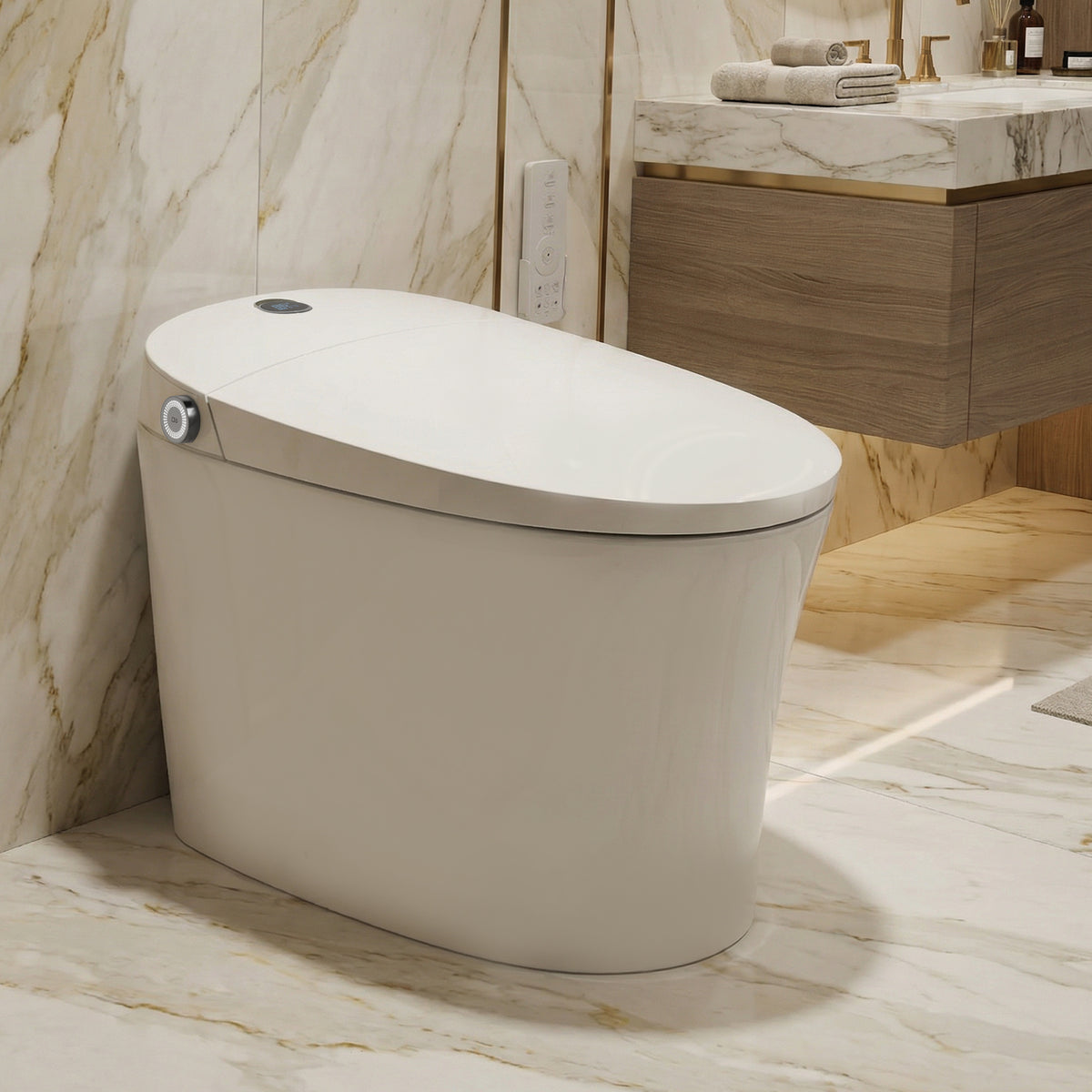 EPLO Smart Toilet,Luxury One Piece Toilet with Heated Bidet Seat,Auto Flush & LED Light E16