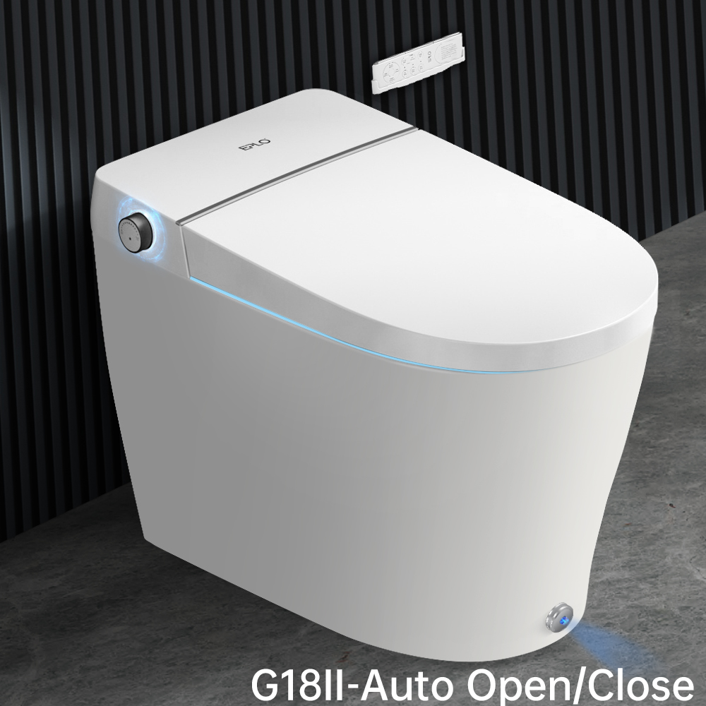 EPLO Smart Toilet Bidet, Tankless Elongated Toilet with Auto Lid & Foot Kick Flush G18II