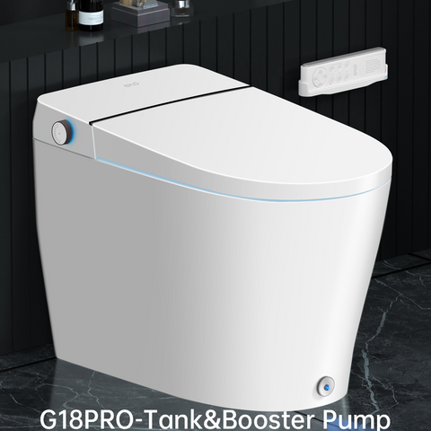 EPLO Smart Toilet Bidet, Tankless Elongated Toilet with Auto Lid & Foot Kick Flush G18II