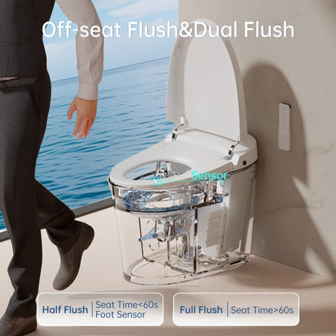 EPLO Smart Toilet Bidet, One-Piece Elongated with Tank, Heated Seat, Auto Flush & Foam Shield E18